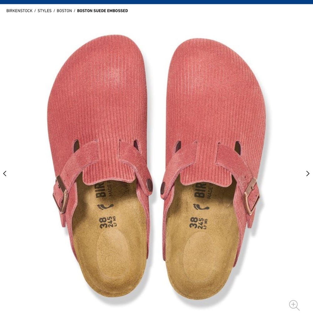 Birkenstock Boston Suede Narrow Corduroy Mules - Coral
